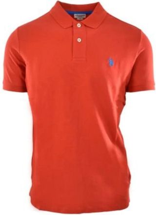 U.S.Polo Association Rood Katoenen Poloshirt met Blauw Logo - Heren - Polos - Oranje - M - Katoen - Tops