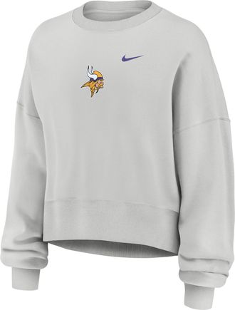 Nike Minnesota Vikings Primetime Phoenix Nike Womens NFL Oversized Pullover Crew in Grey | 01D70BB9M-CSV