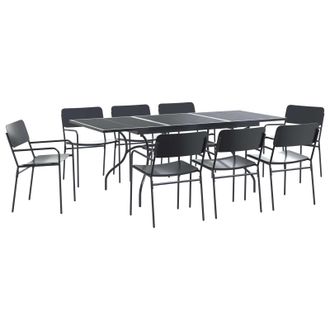 vidaXL Conjunto De Comedor De Jard&iacute;n 9 Pcs Gris Antracita Acero Vidaxl