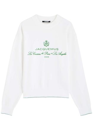 Jacquemus La Maille Venice Embroidered Cotton-blend Sweatshirt - White - 38 (UK10 / S)
