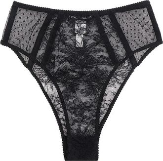 Dolce & Gabbana High-waisted Plumetis Lace Panties - Dames - Onderbroek - Zwart - XL - Ondergoed