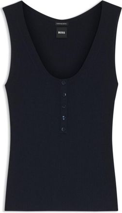 BOSS Sleeveless top in rib-knit merino wool