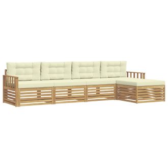 vidaXL Conjunto De Sof&aacute;s De Exterior 5 Pcs Blanco Y Crema Poli&eacute;ster Vidaxl