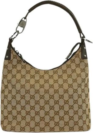 Gucci Pre-owned Shoulder Bags, female, Beige, Size: ONE SIZE Pre-owned Canvas Shoulder Bag