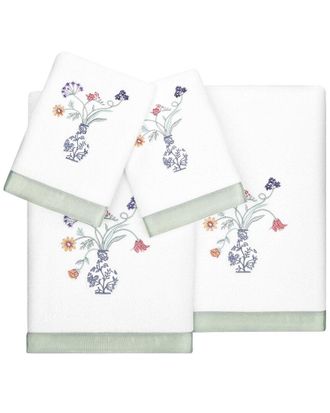Linum Home Textiles 100% Turkish Cotton Stella 4Pc Embellished Towel Set