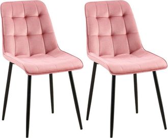 Clp Clp - Lote De 2 Sillas De Comedor Funda De Terciopelo Gifford Rosado Terciopelo