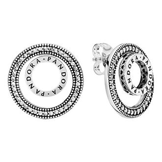 Pandora Tijdloze Oorknopjes - Dames - Accessoires - Grijs - Maat: ONE Size