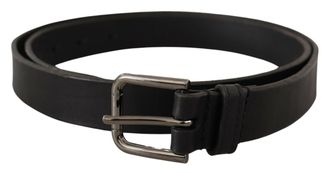Dolce & Gabbana Mens Leather Belt Gunmetal Buckle - Black - Size 90 cm