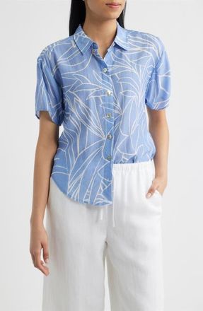 Cloth & Stone Abstract Print Button-Up Top in Coastal Bloom at Nordstrom, Size X-Small