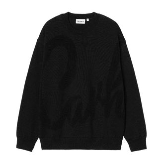 Carhartt Work in Progress Perla Sweater Zwart Elegant Grafisch Ontwerp - Dames - Ronde hals truien - Zwart - L - Katoen - Truien & Vesten