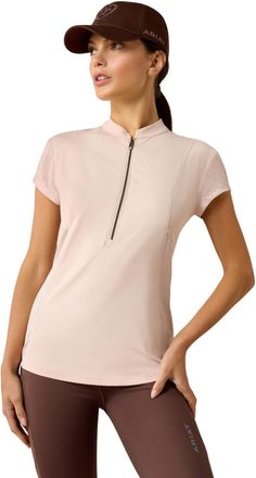 Ariat Womens Breathe 1/2 Zip Baselayer Top in Sepia Rose, Size 2X-Small, by Ariat