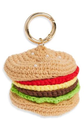 Chelsea28 Burger & Faux Pearl Crochet Bag Charm in Brown Multi- Gold at Nordstrom