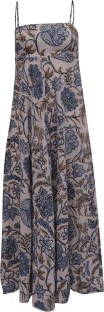 Zimmermann Vitali Floral-Print Midi Dress in Multicolor Linen