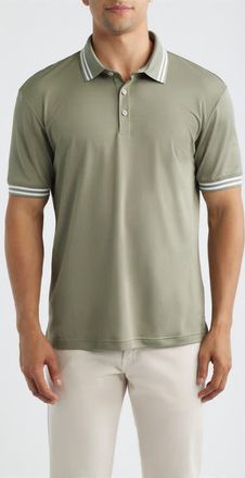 Swannies Thatcher Tipped Performance Polo in Olive at Nordstrom, Size Xx-Large