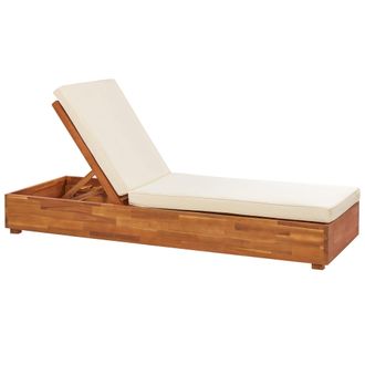 Beliani Beliani - Tumbona Reclinable De Madera De Acacia Clara Blanco Respaldo Cojines Fanano