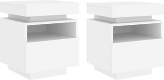 vidaXL Vidaxl - Mesitas De Noche Con Luces Led 2 Unidades Blanco 40x39x48,5 Cm