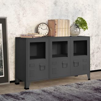 vidaXL Furniture Limited - Aparador Industrial Metal Y Vidrio Gris