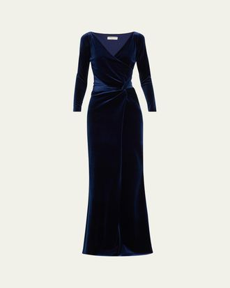 La Petite Robe Di Chiara Boni Axas Side-Twist Velvet Trumpet Gown