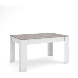 Skraut Home Tavolo da Pranzo, Cucina, Sala da pranzo, 140x90x76 cm, Per 6 persone, Tavolo Cucina, Stile moderno, Grigio Cemento e Bianco - Skraut Home
