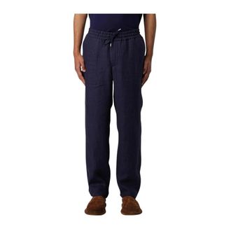 Sease Straight Trousers, male, Blue, Size: XL Blue Linen Casual Pants