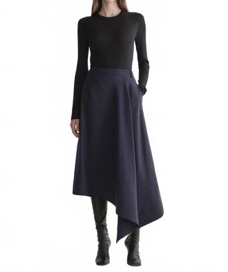 A.L.C. Gael Melange Twill Midi Skirt In Navy