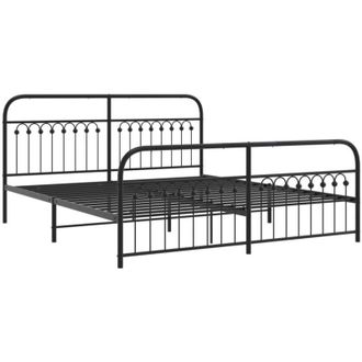 vidaXL Estructura Cama Sin Colch&oacute;n Con Estribo Metal Negro 183x203 Cm Vidaxl