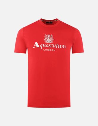 Aquascutum Mens Aquascutum London Aldis Brand Logo Red T-Shirt - Size: 38