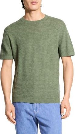 Theory Kolben Short Sleeve Linen & Cotton Blend Crewneck Sweater in Orchard - 2Cs at Nordstrom Rack, Size Large
