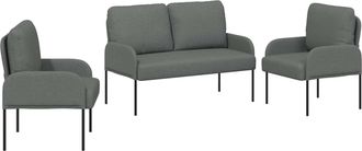 vidaXL Juegos De Sof&aacute;s 3 Uds. Gris Oscuro Madera Contrachapada Vidaxl