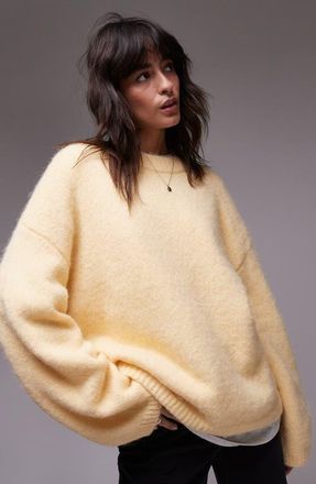 Topshop Oversize Boxy Fluffy Sweater in Buttermilk at Nordstrom, Size Medium