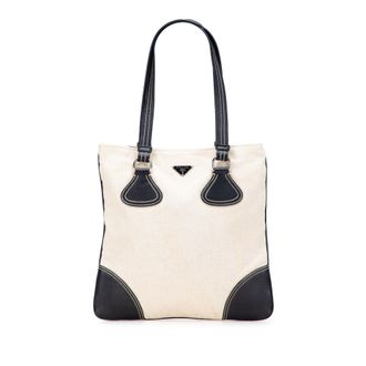 Prada Tote Bag Canvas met Leren Accenten