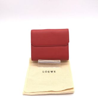 Loewe Red Leather Trifold Womens Wallet (Pre-Owned)