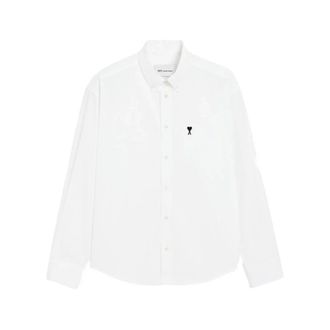 Ami Overhemden, Heren, Wit, 2Xl, Katoen, Boxy Katoenen Shirt