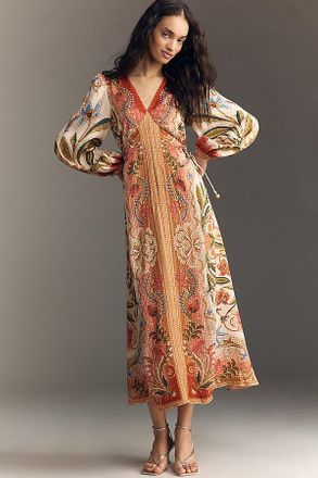 Farm Rio x Anthropologie Long-Sleeve V-Neck Maxi Dress