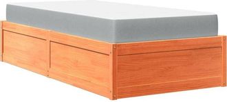 vidaXL Vidaxl - Cama Con Colch&oacute;n Madera Maciza De Pino Marr&oacute;n Cera 100x200 Cm