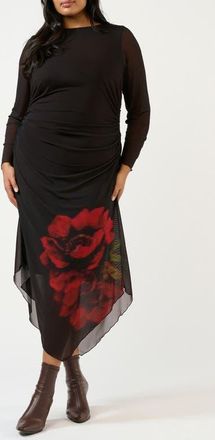 Estelle Raya Ruched Long Sleeve Maxi Dress in Chocolate Rose at Nordstrom, Size 20W