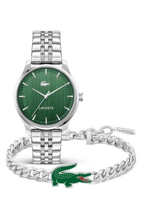 Lacoste Mens Lisbon Bracelet Watch Gift Set, 42mm in Green at Nordstrom