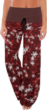Generic Womens Christmas Pyjamas Bottoms Loose Fit Wide Leg High Waisted Drawstring Sleeping Pjs Pants Xmas Graphic Print Holiday Outfits Comfy Soft Night Lou