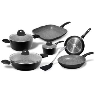 Bialetti Aeternum Batteria 10 pezzi Stone in Black