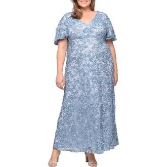 Alex Evenings Empire Waist Soutache Gown in Skyblue at Nordstrom, Size 16W