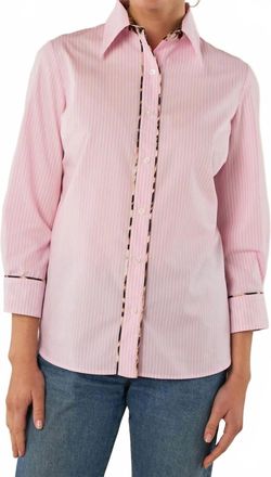 LA PRESTIC OUISTON Emmanuelle Shirt In Pink Stripes