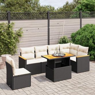 vidaXL Vidaxl - Set Divani da Giardino con Cuscini 7pz Nero Polyrattan