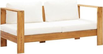 vidaXL Vidaxl - Sof&aacute; De Jard&iacute;n Con Coj&iacute;n Madera De Acacia Blanco Crema 140 Cm