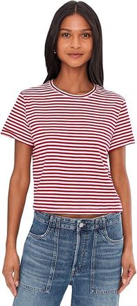Madewell The Boxy Crop T-Shirts in Soft Slub Womens T Shirt Festival Red : XL (Womens 14-16), Cotton