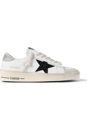 Golden Goose Stardan Distressed Suede-Trimmed Leather Sneakers