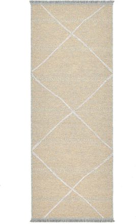 THEKO Alfombra fina tejida a máquina en lana y viscosa oro 80x200 cm