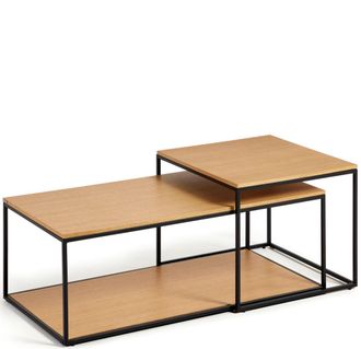 K Home Design Couchtisch Set Xoanny, Eiche Natur/Schwarz