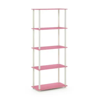 Furinno Turn-N-Tube 5-Tier Multipurpose Shelf Display Rack, Pink/White