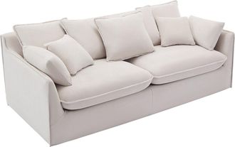 Vente-Unique Sof&aacute; de 3 plazas de tela beige CABORNI