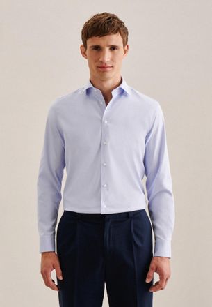 Seidensticker Businesshemd SEIDENSTICKER Slim, Herren, Gr. S (38), normale &Auml;rmell&auml;ngen, blau (hellblau), 93% Polyester, 7% Elasthan, unifarben, slim fit, 2-Knopf-Ma